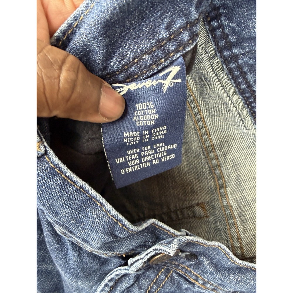 MENS SEVEN 7 FOR ALL MANKIND "THE STRAIGHT" BLUE DENIM JEANS 36X32 DISTRESSED - Picture 5 of 9